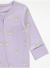Pastel Bear Zip Fasten Sleepsuits 3 Pack