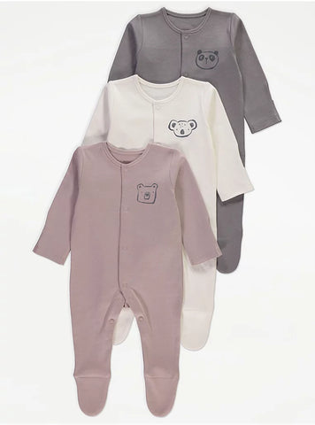 Neutral Bears Sleepsuits 3 Pack