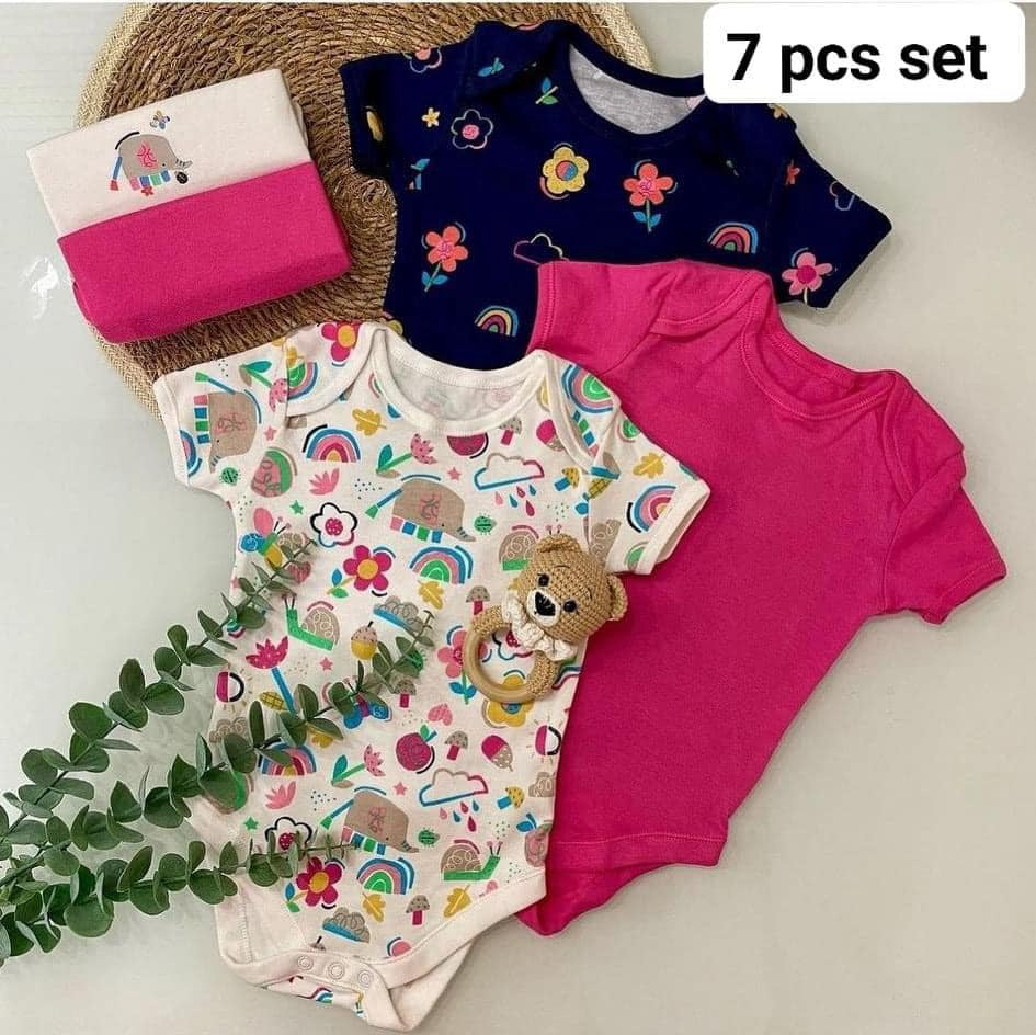 Pink Short Sleeve Bodysuits 7 Pack