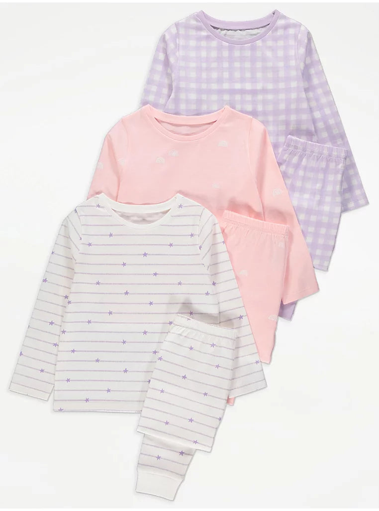 Gingham Long Sleeve Pyjamas 3 Pack