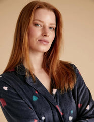 Fleece Heart Print Pyjama Set