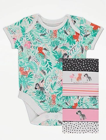 Jungle Short Sleeve Bodysuits 7 Pack