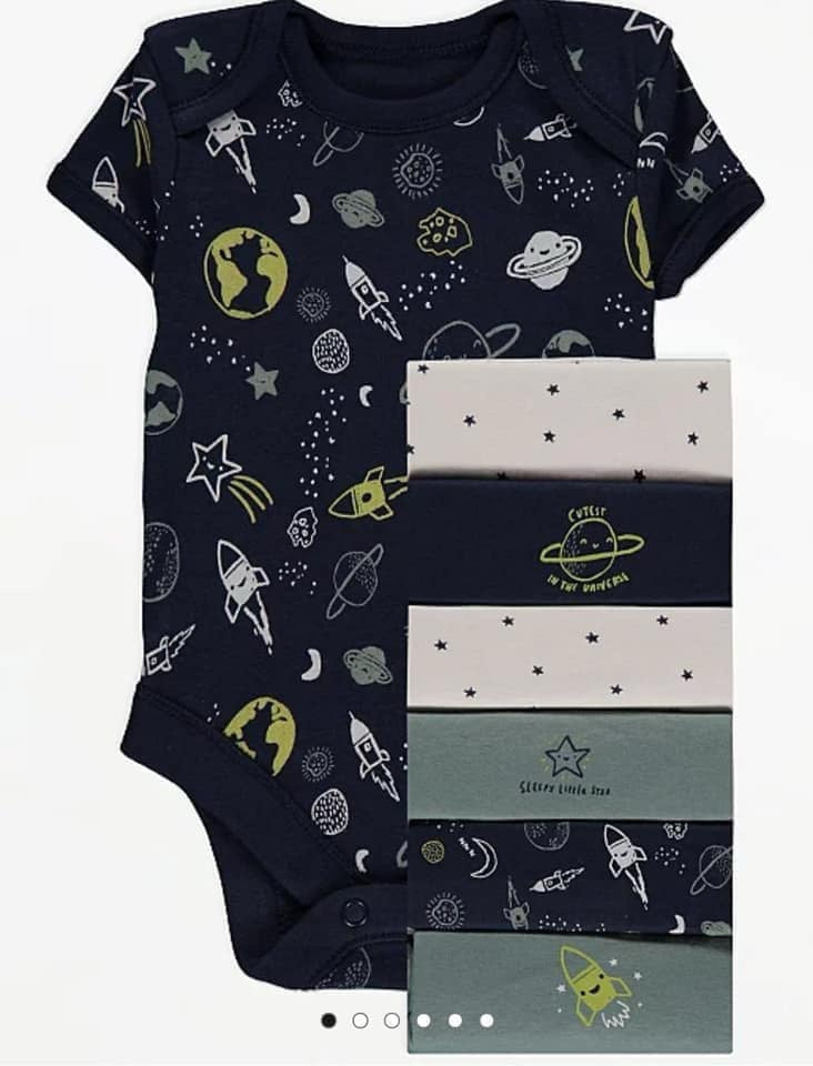 Space Short Sleeve Bodysuits 7 Pack