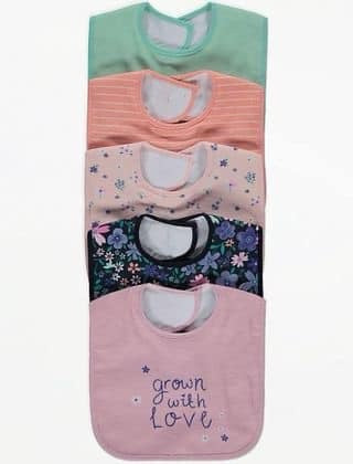 Happy Little Flower Floral Bibs 5 Pack