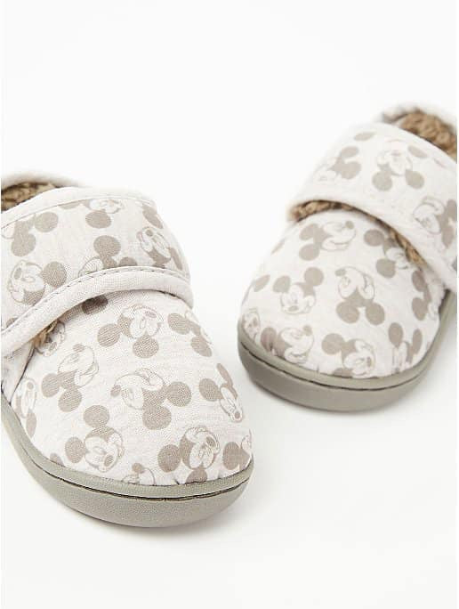 Disney Mickey Mouse Light Grey Fullback Slippers