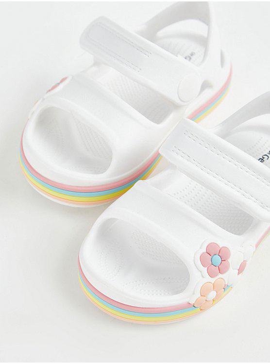 George White Flower Rainbow Sole Sporty Sandals