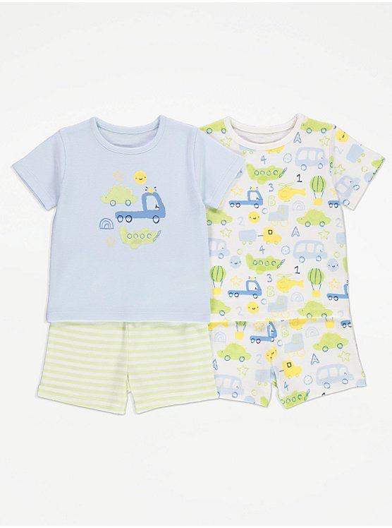 George Pastel Vehicle Sunshine Short Pyjamas 2 Pack