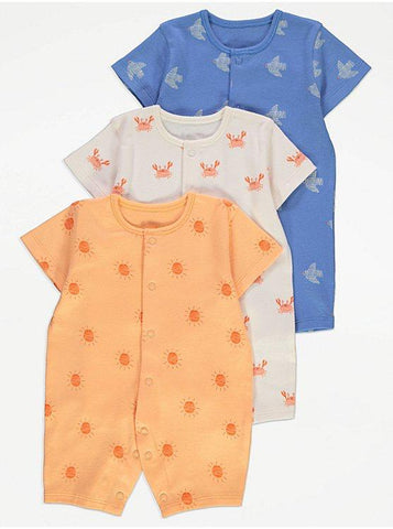 George Summer Print Rompers 3 Pack