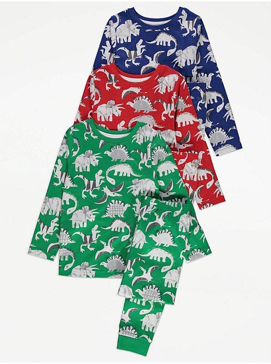 George Bright Dinosaur Long Sleeve Pyjamas 3 Pack