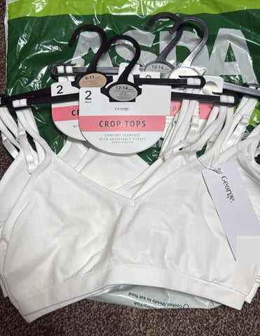 White Strappy Seam Free Crop Tops 2 Pack
