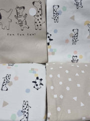 White Safari Animals Short Sleeve Pyjamas 2 Pack