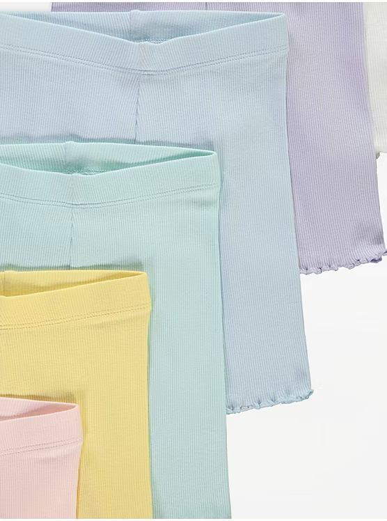 Pastel Ribbed Lettuce Edge Cycling Shorts 7 Pack