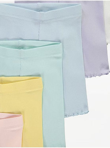 Pastel Ribbed Lettuce Edge Cycling Shorts 7 Pack