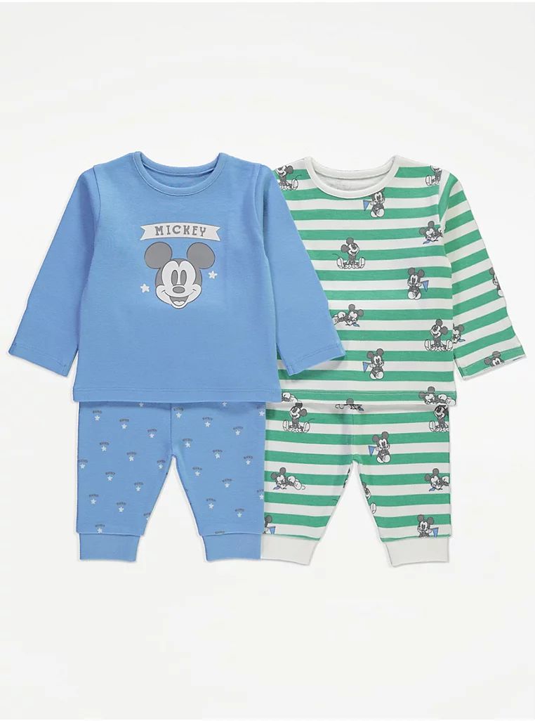 Disney Mickey Mouse Stripe Long Sleeve Pyjamas 2 Pack