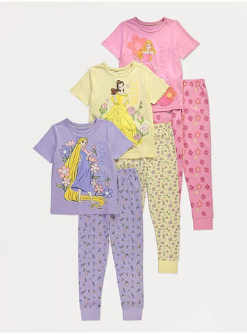 Disney Princess Short Sleeve Pyjamas 3 Pack