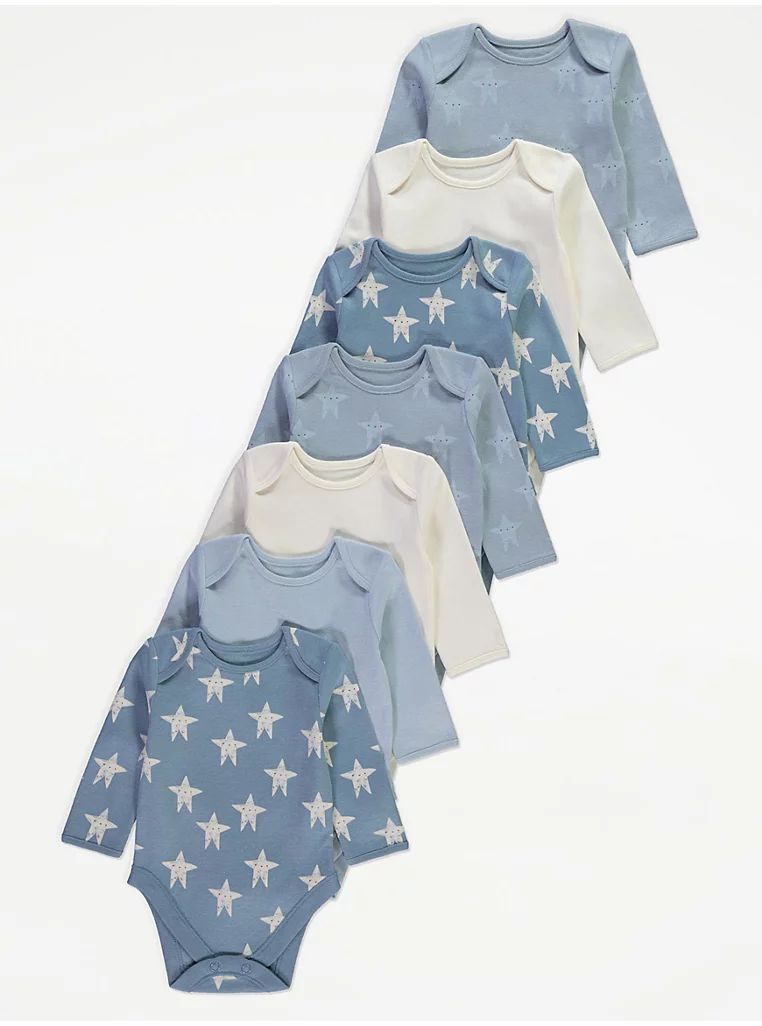 Stars Long Sleeve Bodysuits 7 Pack