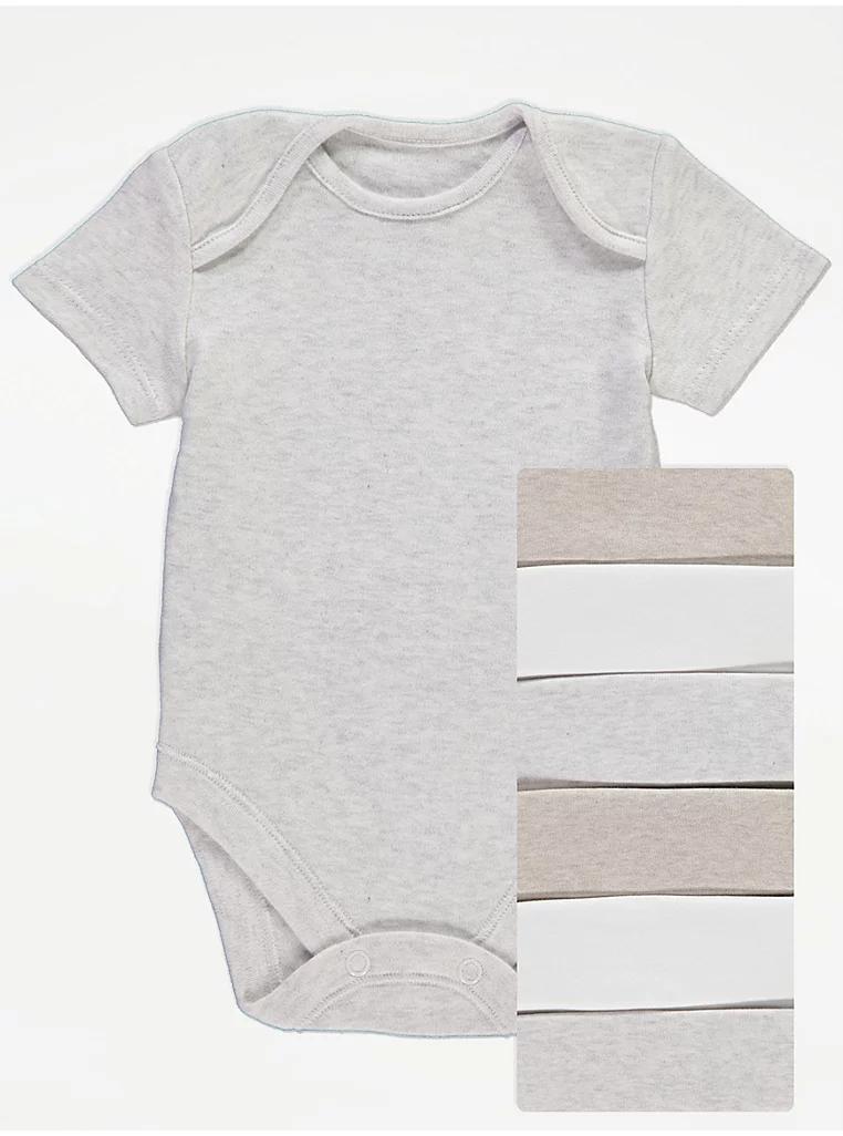 Neutral Short Sleeve Bodysuits 7 Pack