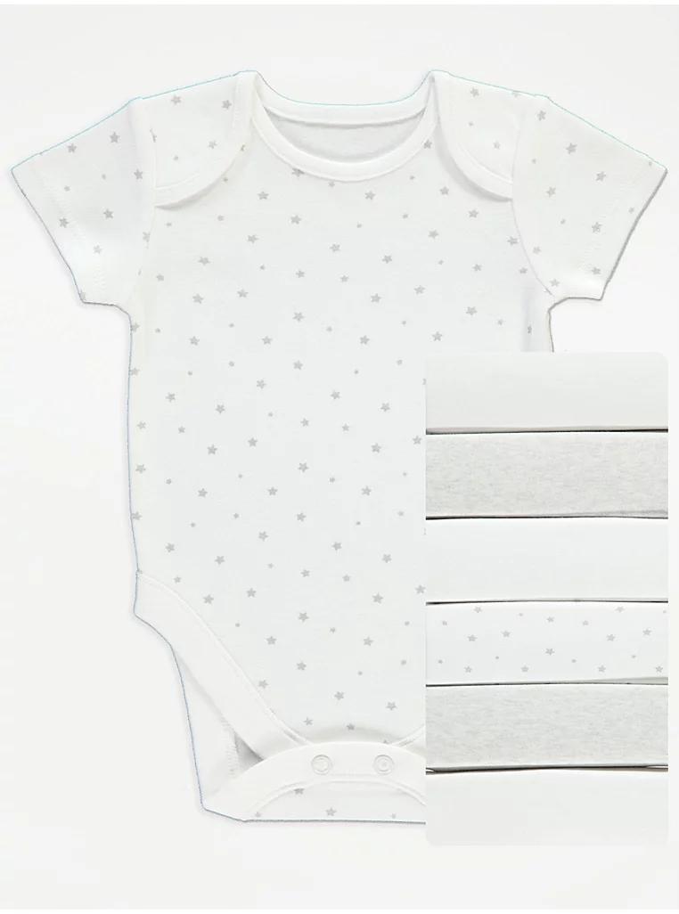 Grey Star Short Sleeve Bodysuits 7 Pack