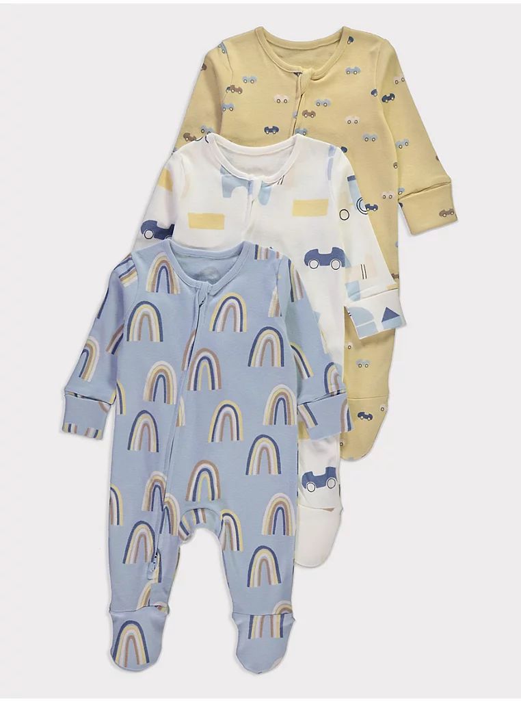 Long Sleeve Sleepsuits 3 Pack