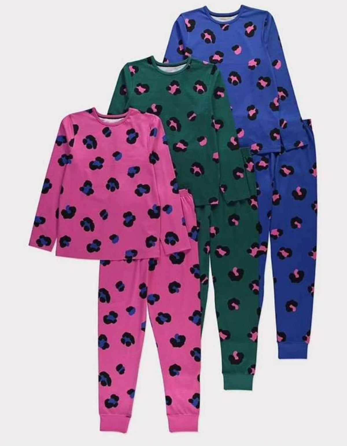 Leopard Print Long Sleeve Pyjamas 3 Pack