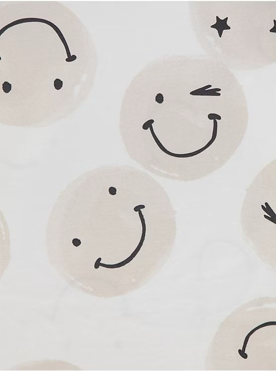 Neutral Smiley Face Long Sleeve Pyjamas 3 Pack