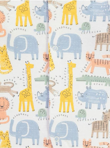 Safari Animal Long Sleeve Sleepsuits 3 Pack