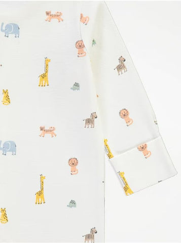 Safari Animal Long Sleeve Sleepsuits 3 Pack