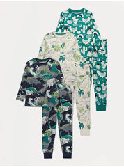 Green Dinosaur Long Sleeve Pyjamas 3 Pack