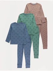 Smiley Face Long Sleeve Pyjamas 3 Pack