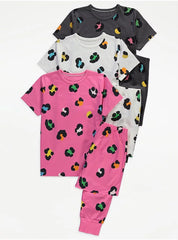 Leopard Print Short Sleeve Pyjamas 3 Pack