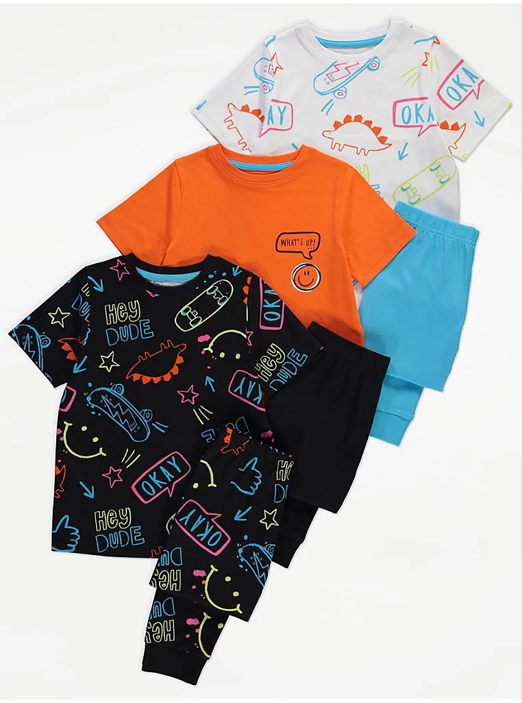 Dinosaur Fun Skate Pyjamas 3 Pack