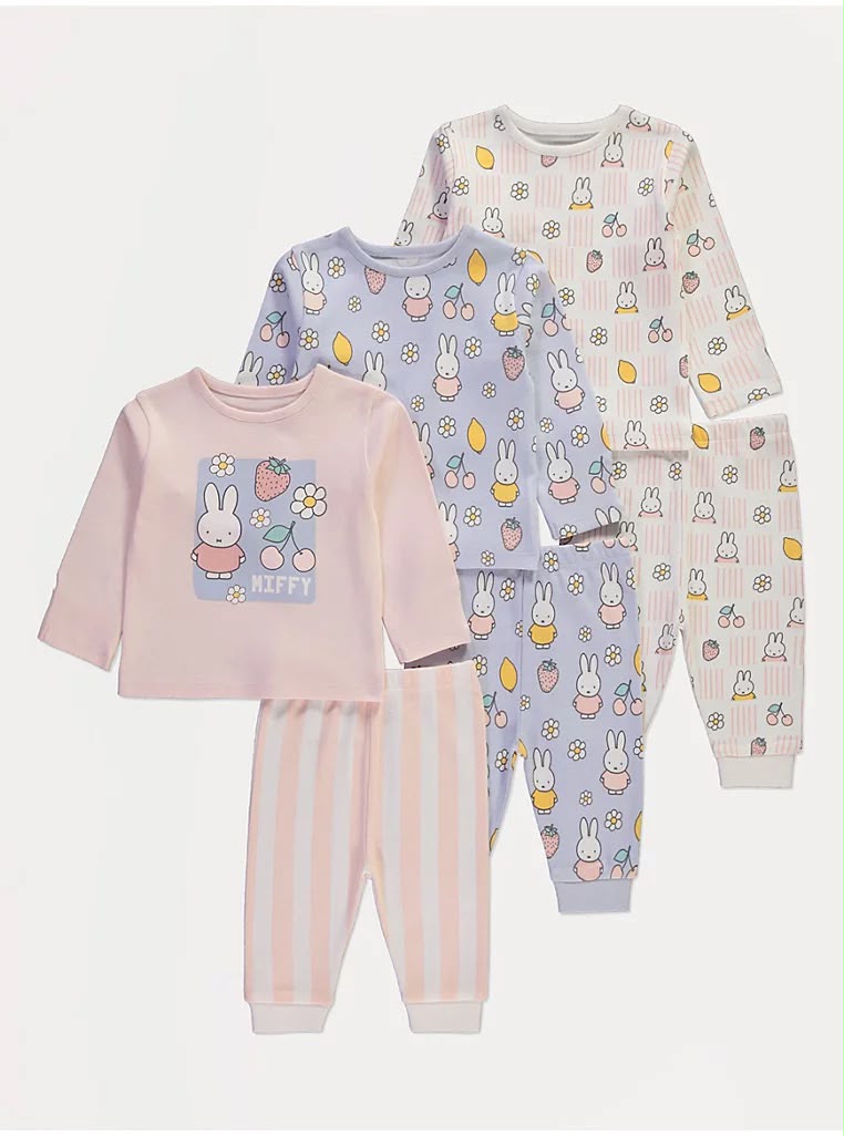 Miffy Pink Graphic Long Sleeve Pyjamas 3 Pack
