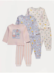 Miffy Pink Graphic Long Sleeve Pyjamas 3 Pack