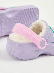 George at ASDA Kids Unicorn Rainbow Fleece Lined Clogs