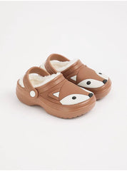 George at ASDA Kids Brown Fox Fleece Lined Clogs Shoes