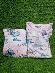 Primark Disney Stitch & Angel Pink Printed Fleece Pyjama Set for Kids