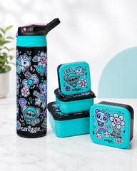 Smiggle Printed Stainless Steel Bottle and Nesting Snack Container Set