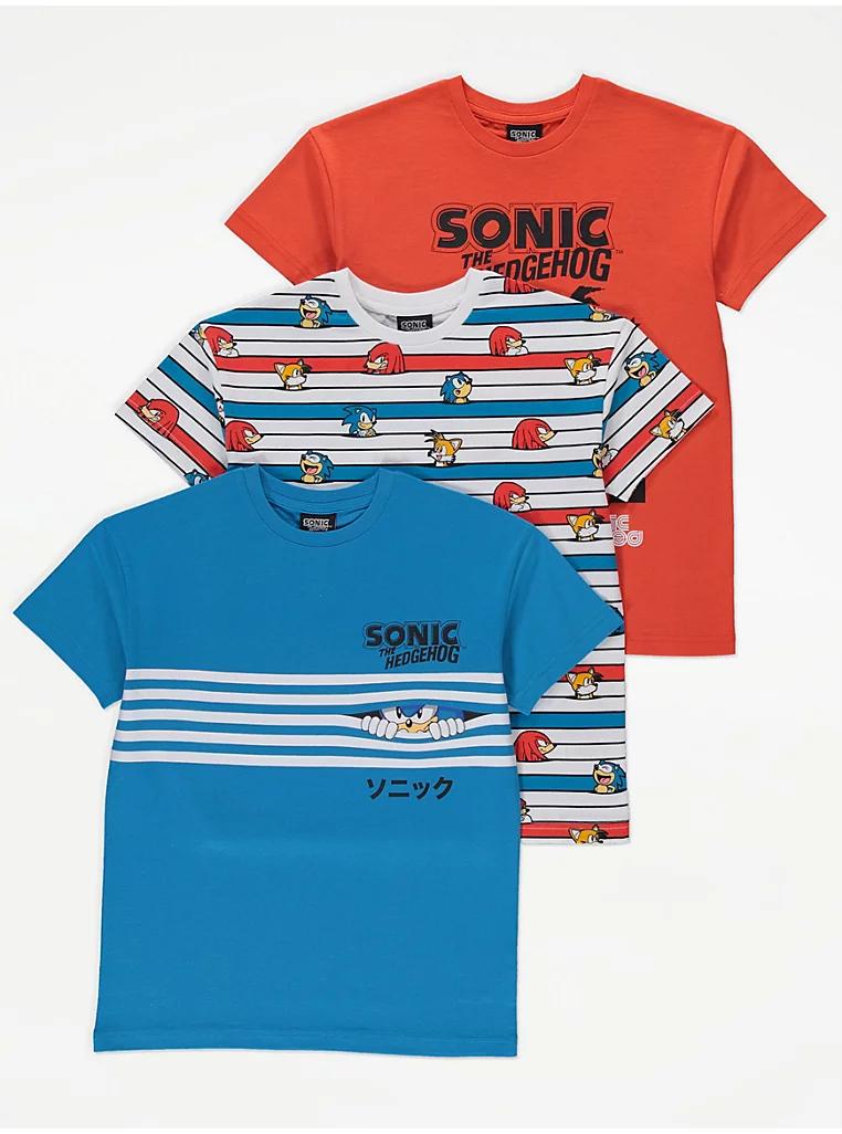 Sonic The Hedgehog Stripe T-Shirts 3 Pack