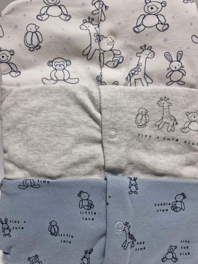 Blue Animal Tiny & Cute Club Sleepsuits 3 Pack