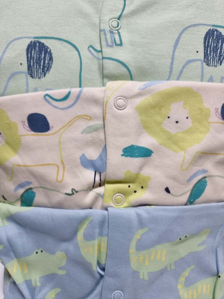 Safari Animal Sketch Sleepsuits 3 Pack