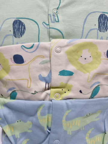 Safari Animal Sketch Sleepsuits 3 Pack