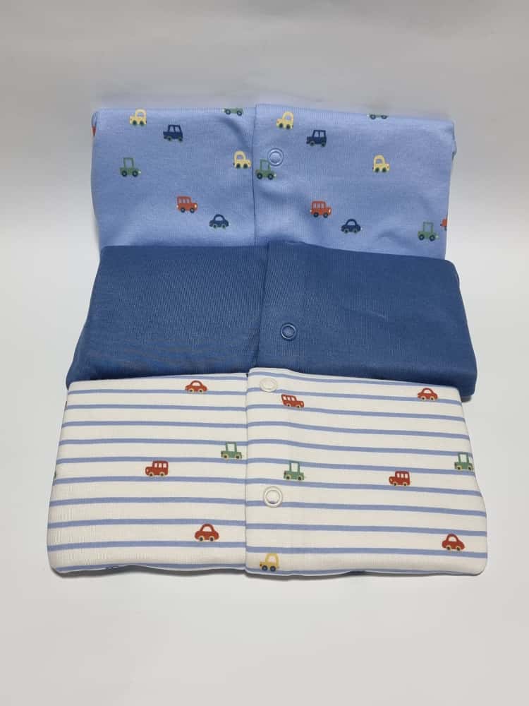Vehicle Long Sleeve Footless Sleepsuits 3 Pack