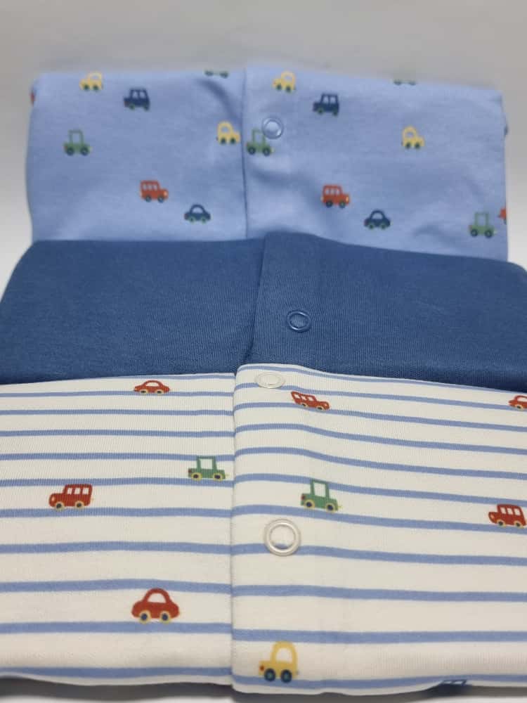 Vehicle Long Sleeve Footless Sleepsuits 3 Pack