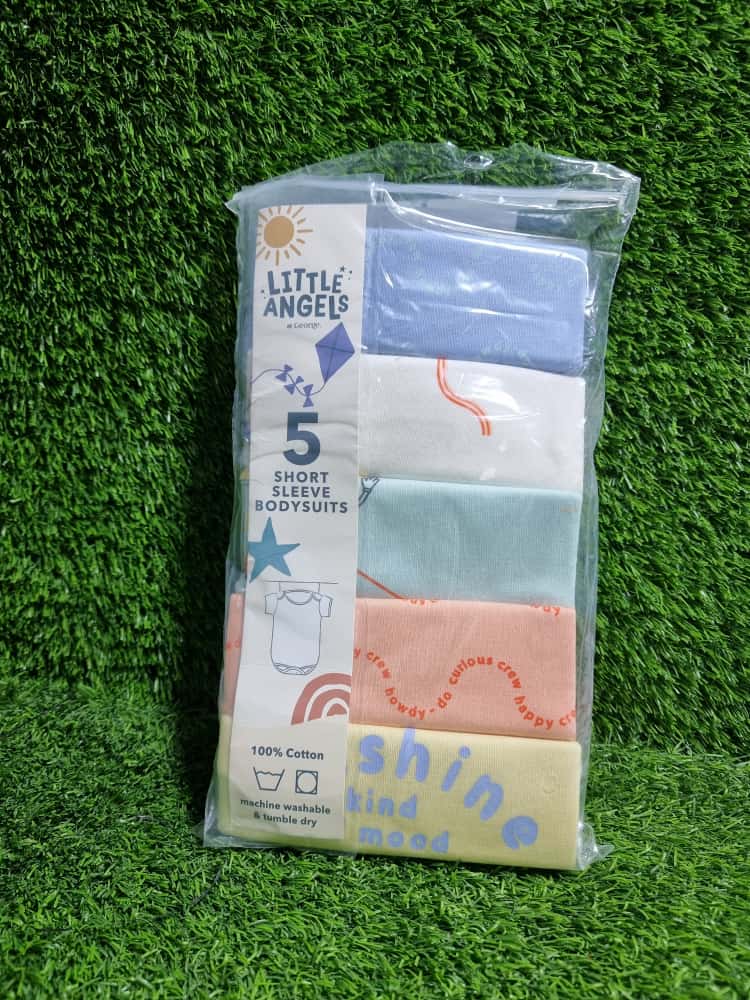 Little Angels Pastel Fun Sunshine Bodysuits 5 Pack