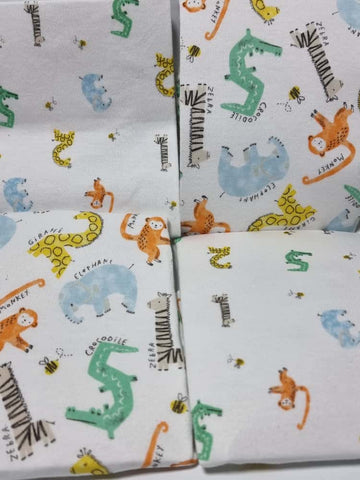 White Safari Animals Short Sleeve Pyjamas 2 Pack