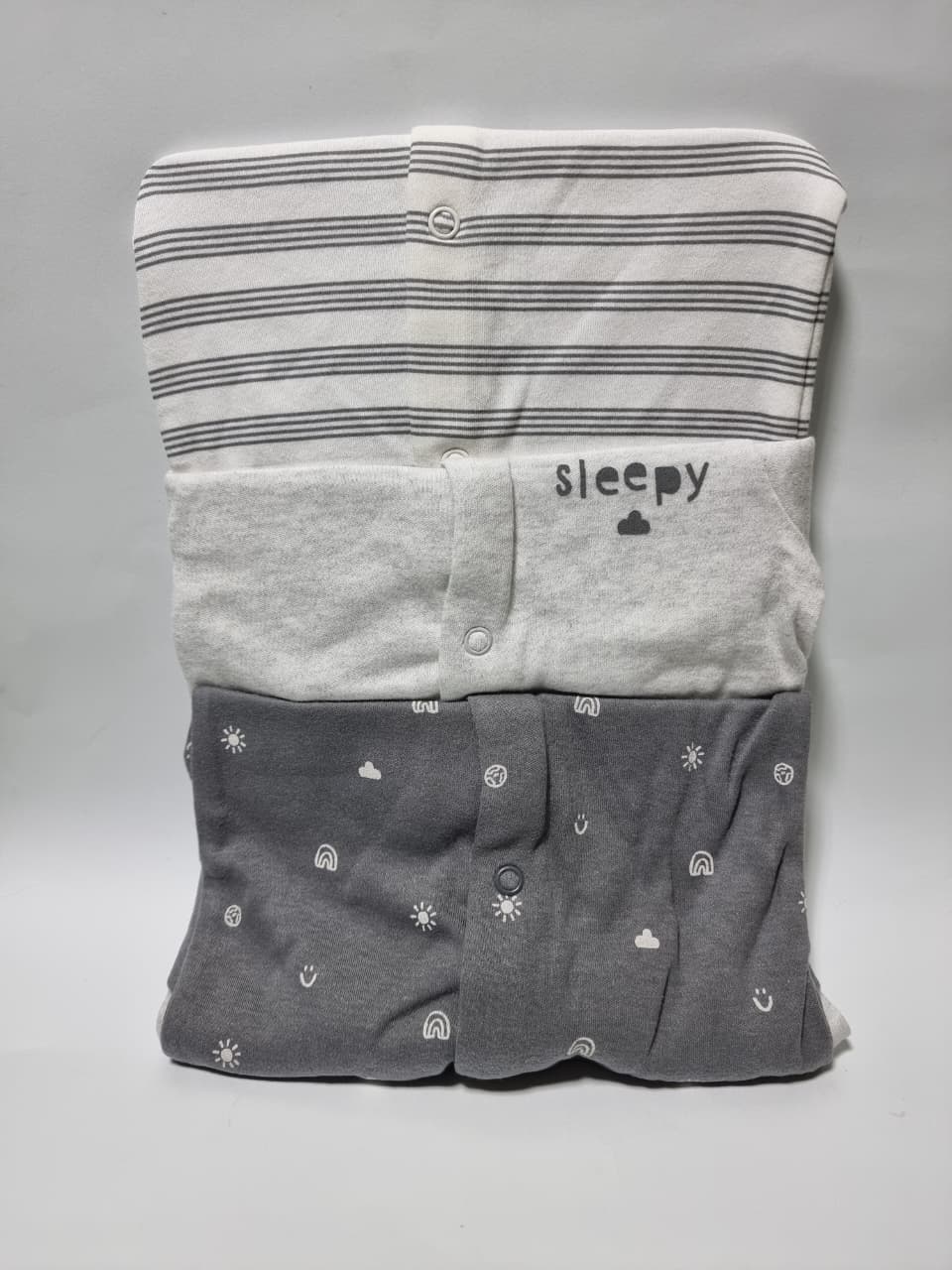 Grey Cute Kind Sleepsuits 3 Pack