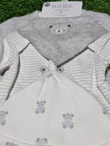 Matalan 5 Piece Baby Grey Bear Starter Set