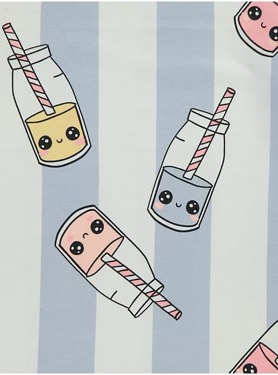 Striped Strawberry Milk Short Sleeve Pyjamas 3 Pack