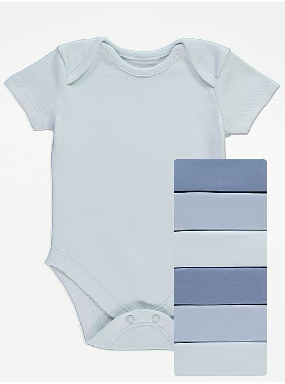 Blue Short Sleeve Bodysuits 7 Pack