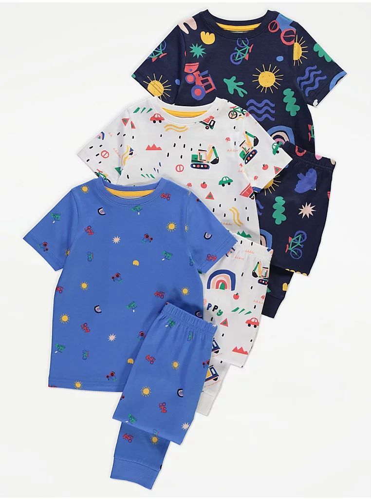 Blue Fun Vehicles Pyjamas 3 Pack